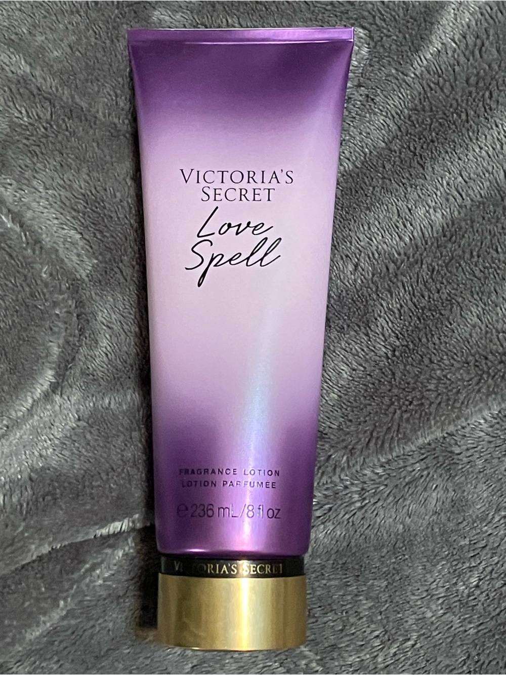Victoria's Secret Love Spell Fragrance Lotion - Purple Ombre with Gold Cap